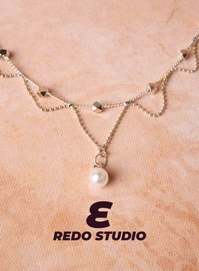 银色珍珠蕾丝锁骨链女款新款项链