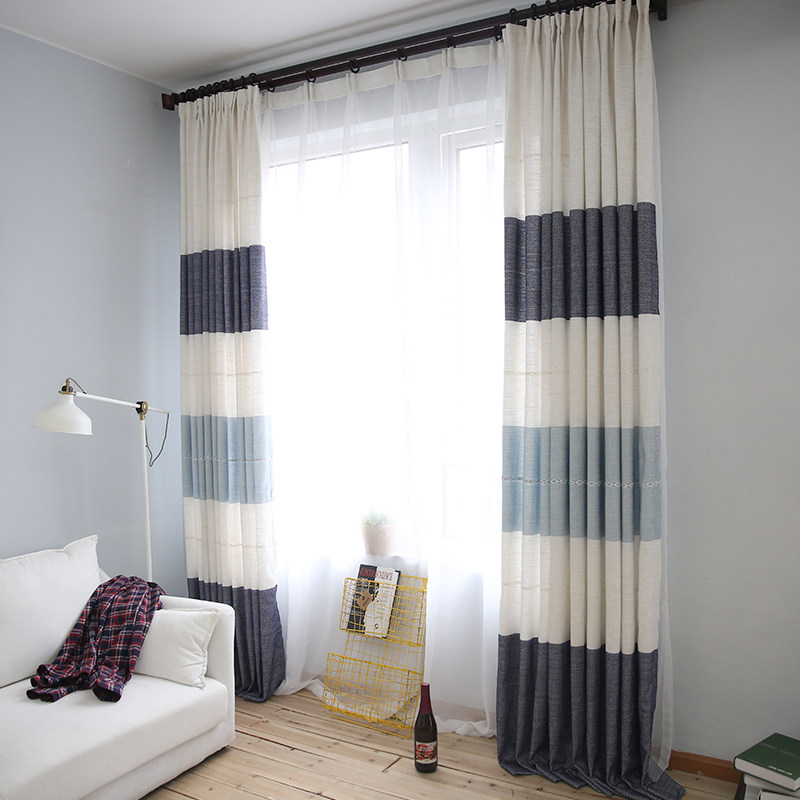 简约现代北欧定制棉麻遮光遮阳卧室客厅阳台飘窗落地窗窗帘布成品