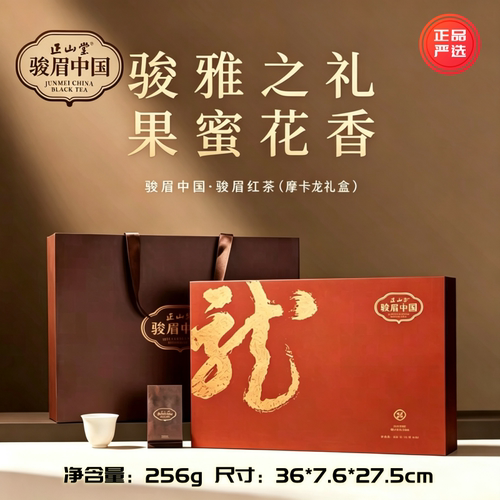 正山堂骏眉中国摩卡龙红茶国潮风礼盒装武夷小种花蜜果香送礼茶叶