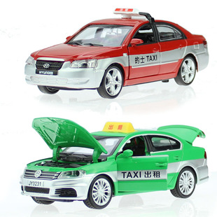 1:32大众朗逸合金出租模型 现代索纳塔出租车 回力声光玩具汽车
