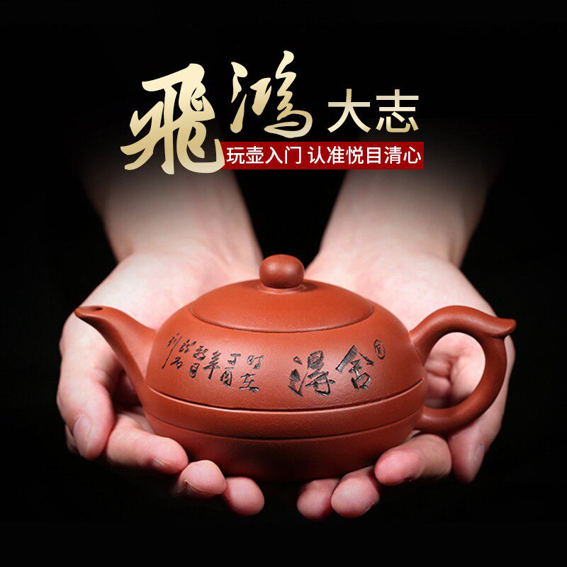 宜兴正宗紫砂壶纯全手工名家球孔飞鸿壶家用大容量泡茶壶茶具套组