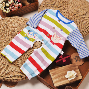 欣乐儿5290婴儿连体衣春秋纯棉长袖哈衣爬服新生儿睡衣无骨夏季