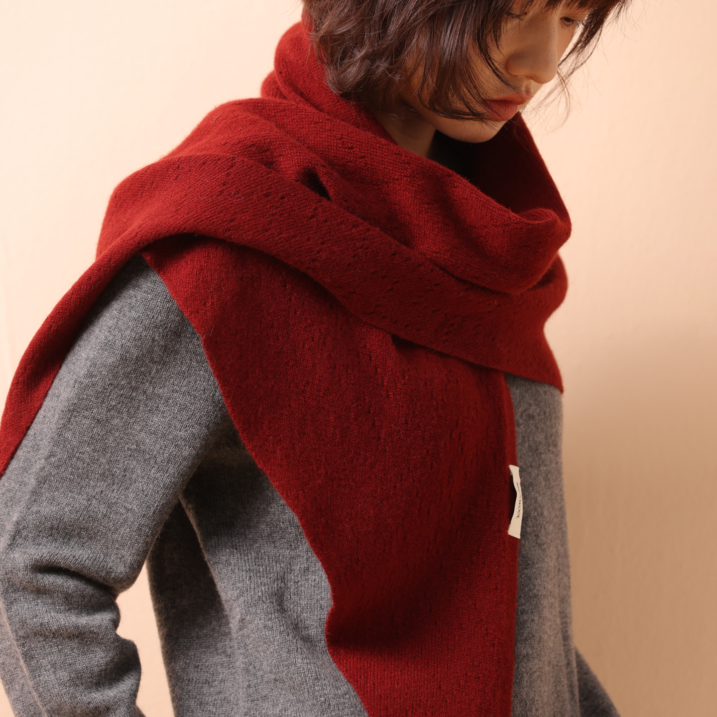 加大保暖外搭羊毛针织三角围巾