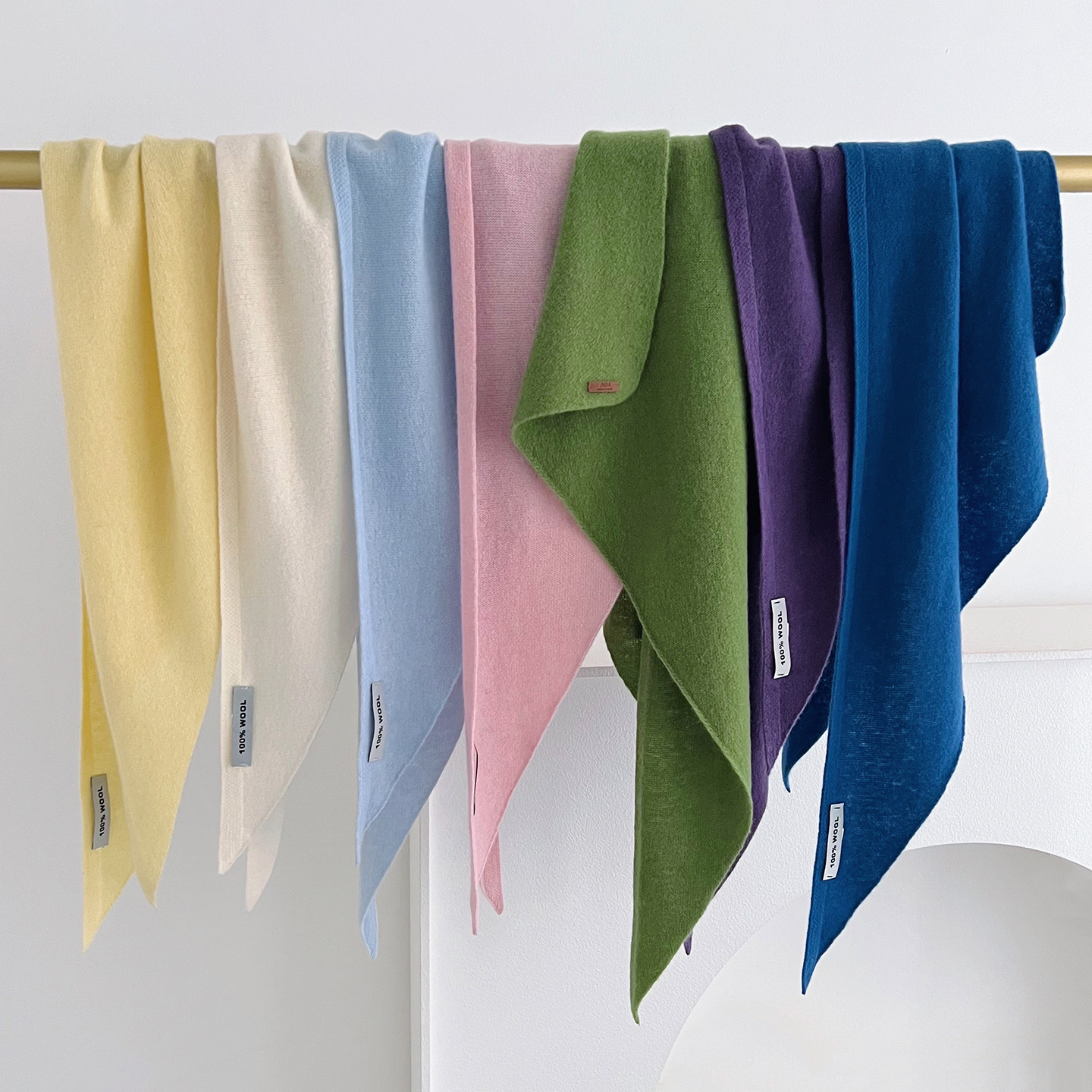 韩版纯色针织三角巾披肩围脖外搭