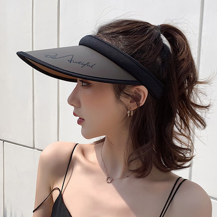 防晒帽女夏季防紫外线发箍空顶遮阳帽骑车户外大檐时尚遮脸太阳帽