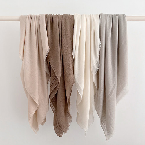 纯色棉麻感围巾超大薄款防晒披肩