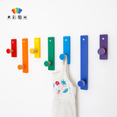 创意实木艺术装 柜彩色木质衣帽架门后壁挂墙上挂衣钩 饰挂钩玄关鞋