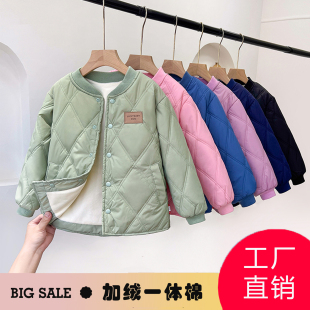 加绒加厚一体棉儿童棉服男童2025新款棒球服棉袄内胆内搭校服神器