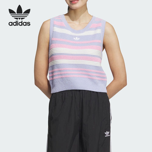 官方正品Adidas/阿迪达斯女子三叶草TANK TOP针织运动背心 JI7053