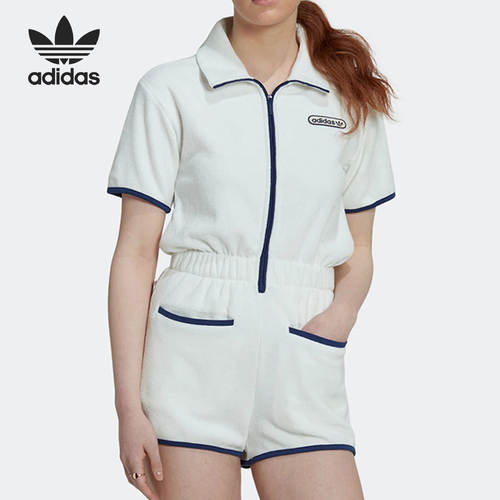 官方正品Adidas阿迪达斯三叶草运动女子短袖翻领透气连体衣HT5937