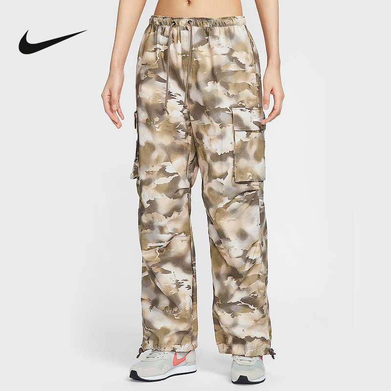 正品Nike耐克2025春季女子中腰Oversize风迷彩梭织长裤HM9017-104