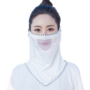 防晒面纱冰丝面罩口罩女夏天冰爽护颈围脖子挂耳骑车面巾遮脸脖套