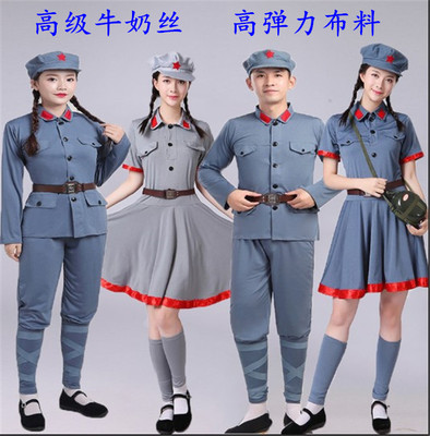 闪闪红星新四军话剧弹力演出服