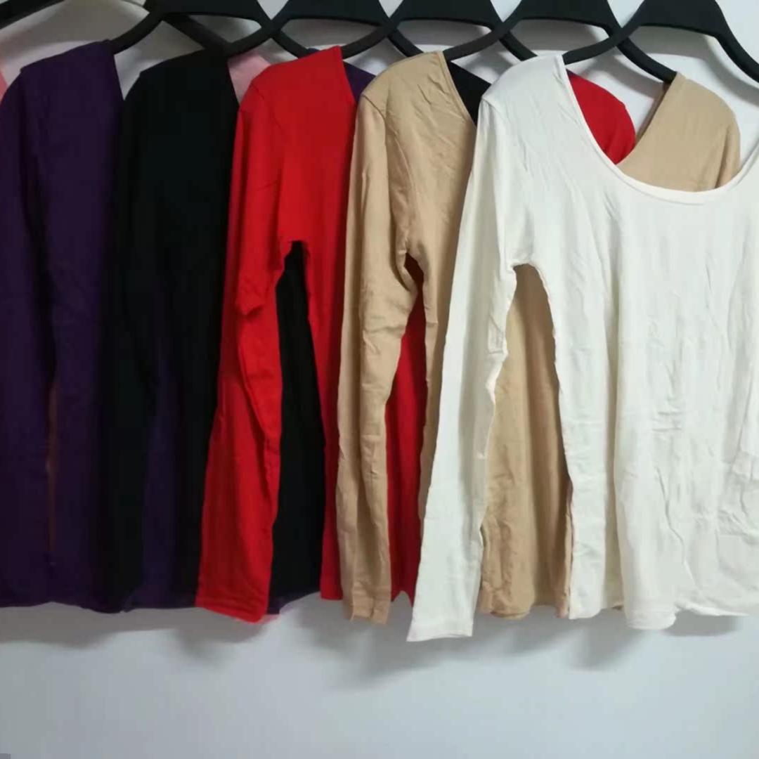 莫代尔品质女装u领黑色t恤打底衫