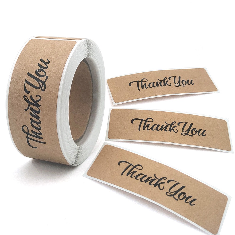 120贴外贸牛皮纸不干胶贴纸鲜花信封感谢您的订单封口贴烘焙蛋糕