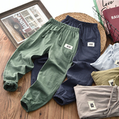 中大童男孩速干纯棉运动空调透气长裤 男童裤 夏季 薄款 子儿童防蚊裤