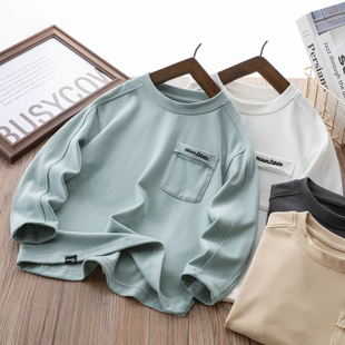 男童长袖T恤春秋云朵般柔感棉新款儿童中大童男孩运动打底衫上衣