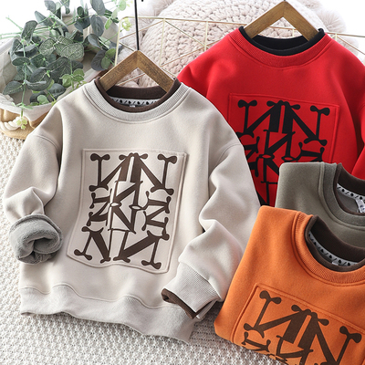 卫衣秋冬季男童韩版加绒加厚潮款