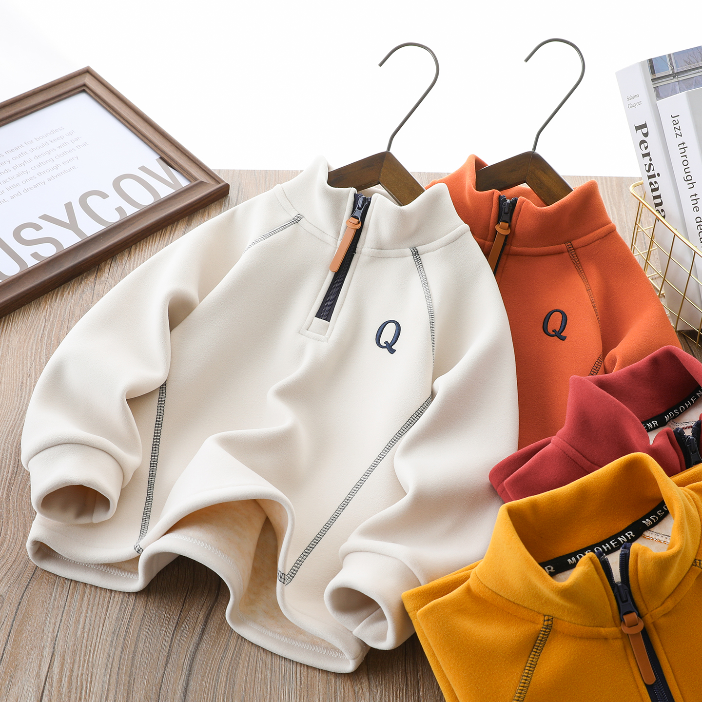 男童桑蚕丝绵羊毛韩版加绒卫衣