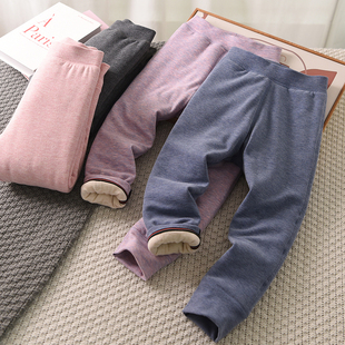打底裤 儿童冬季 中大童无骨软新款 四层加厚羊绒蚕丝男童棉裤 保暖裤