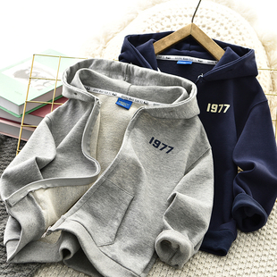 男童外套连帽春秋纯棉潮帅男孩韩版 儿童休闲运动卫衣上衣 2025新款