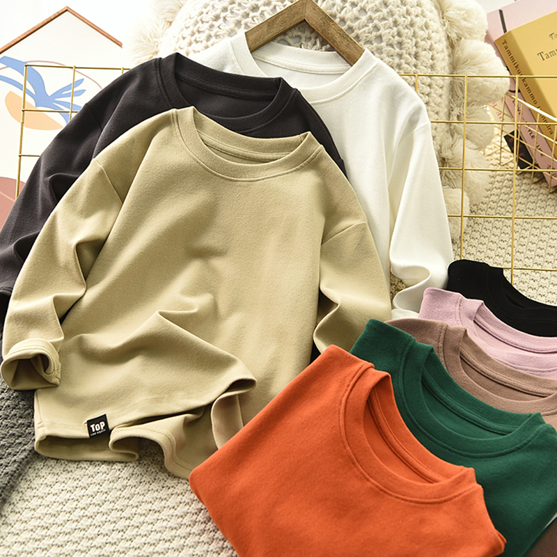 儿童上衣2025春秋季新款男童女童休闲宽松打底长袖中大童基础T恤,童装/婴儿装/亲子装,T恤,淘宝优惠券,粉丝福利购,淘宝优惠卷