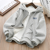 儿童休闲运动卫衣上衣 2026新款 男童春装 外套连帽纯棉毛圈男孩韩版