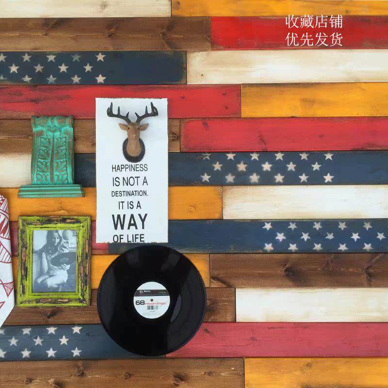 原创实木板手工做旧实木墙板火锅店餐厅咖啡店民宿吧台背景形象墙