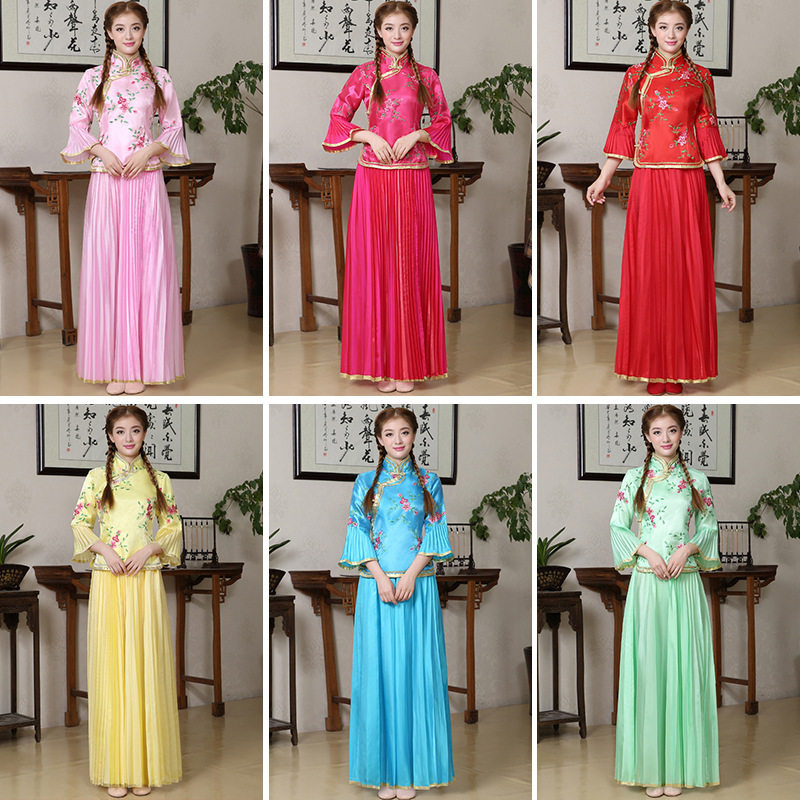 中式伴娘团礼服长款姐妺裙民国风女装学生毕业班服大码女童演出服|ruв категории Женская одежда, Cвадебные платья, ципао - от Buy2taobao.com для оказания профессиональной услуги покупки агента Taobao