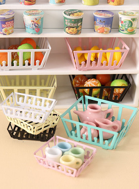 里左拉 微缩食玩置物篮架子铁艺模型1:12分ob11娃娃屋dollhouse