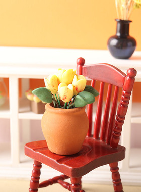 里左拉微缩食玩黏土玫瑰花植物盆栽1:12分ob11娃娃屋dollhouse