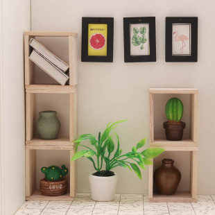 里左拉 微缩食玩格子框柜收纳迷你模型1：12分ob11娃娃屋配件diy