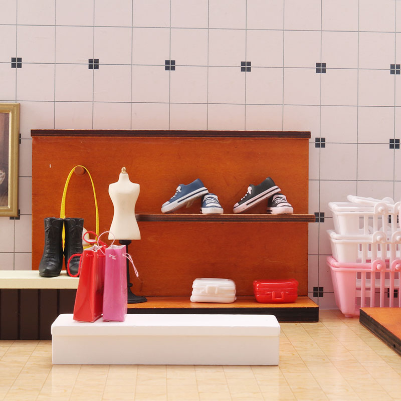 里左拉 微缩食玩货架空中柜置物架商场柜子迷你模型1:12分ob11diy