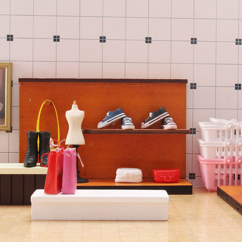 里左拉 微缩食玩货架空中柜置物架商场柜子迷你模型1:12分ob11diy