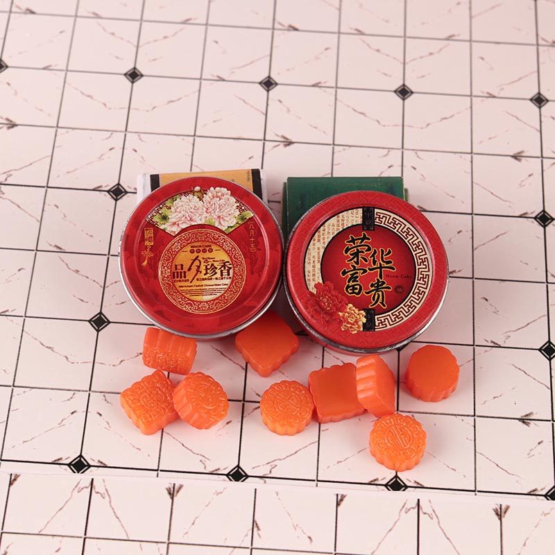 微缩食玩月饼盒铁罐子铁盒曲奇饼干模型迷你12分ob11娃屋配件家具