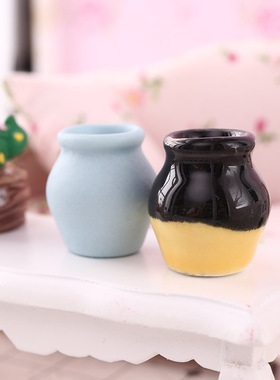 微缩食玩陶瓷彩釉花盆迷你diy12分ob11模型家具摆件dollhouse盆栽