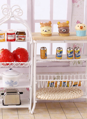 里左拉微缩食玩铁艺欧式厨房架子置物架1:12分迷你家具dollhouse