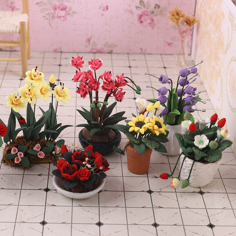 微缩食玩12分ob11家具场景盆栽黏土植物bjd娃屋道具dollhouse花园