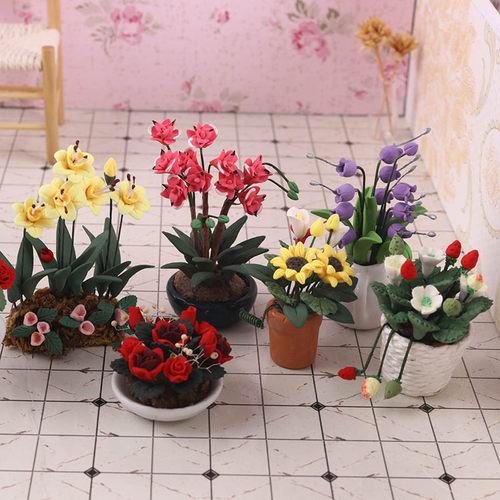 微缩食玩12分ob11家具场景盆栽黏土植物bjd娃屋道具dollhouse花园