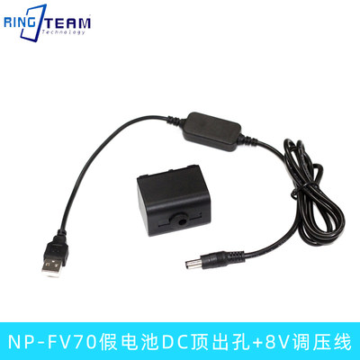 FV70摄像机DC5.5母假电池盒+USB 8V线适用索尼DCR-SR40E SR42