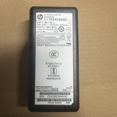 HP惠普22V 455ma 打印机电源适配器F5S43-60001 60002 原装充电线