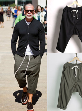 NICK WOOSTER哈伦休闲吊裆裤男日系复古雅痞垮裤8分宽松小脚型男