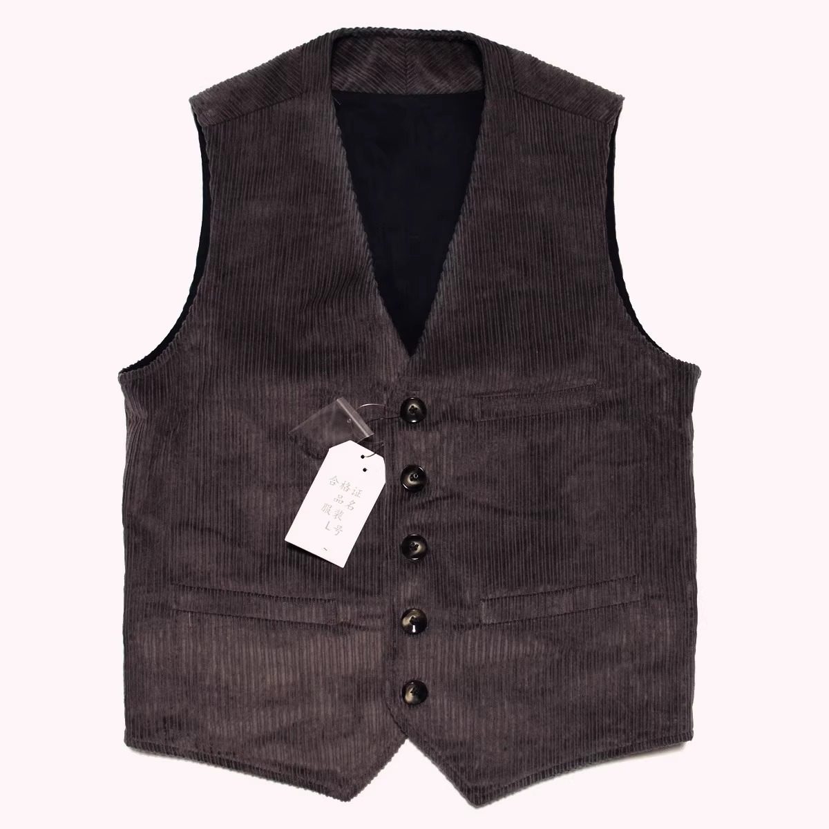 美式复古灯芯绒马夹男英伦雅痞咔叽内搭叠穿马甲坎肩加大码休闲潮