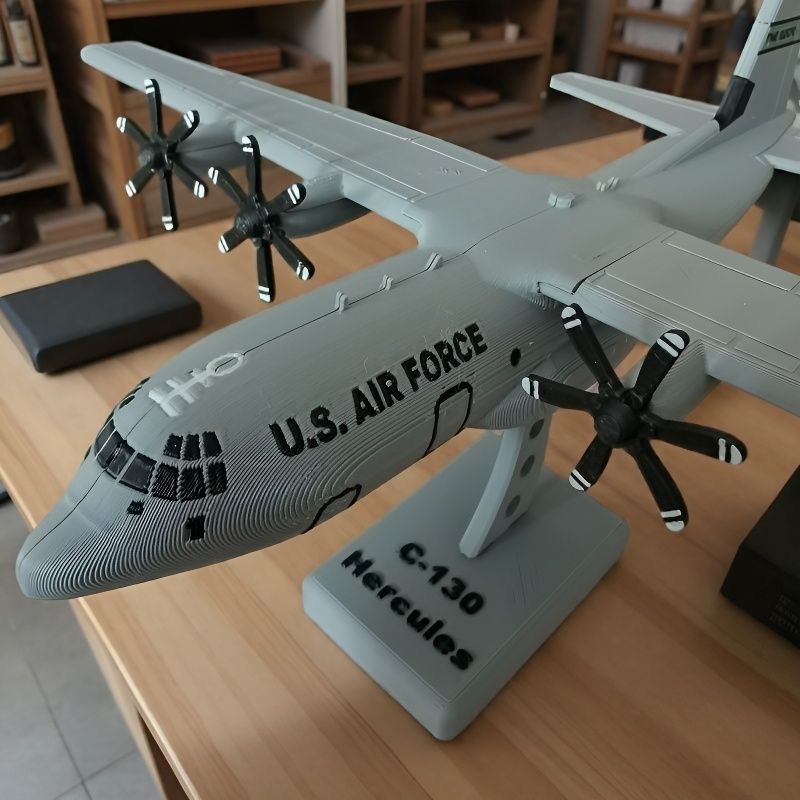 正版拼装美国C130大力神运输机模型军事儿童飞机航模玩具超大号