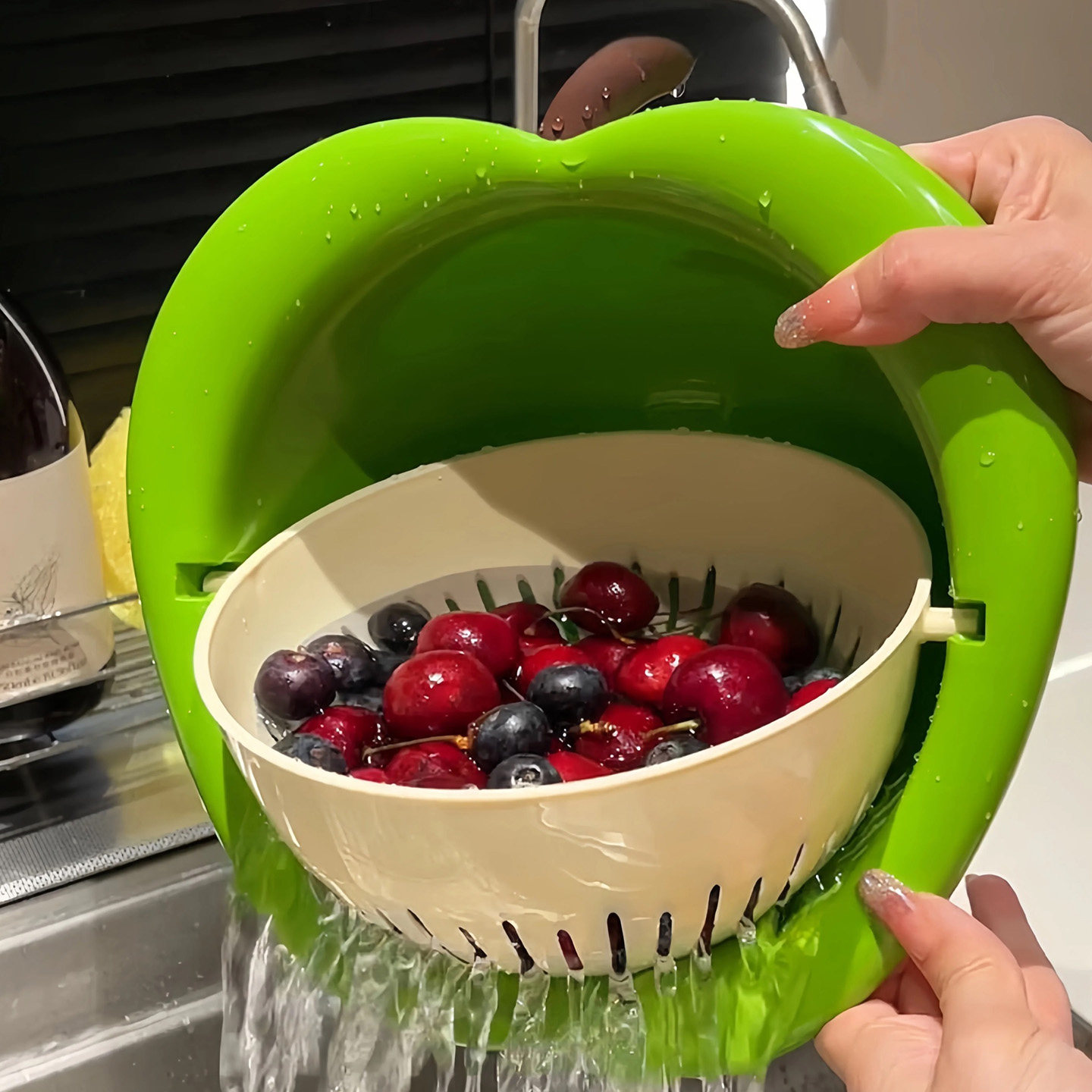 洗水果沥水篮双层镂空悬空旋转立式不积水洗菜盆家用多功能盆厨房,餐饮具,洗菜盆/沥水篮/漏水筛,淘宝优惠券,粉丝福利购,淘宝优惠卷