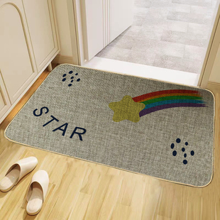 k148-180卡通入户门垫子防滑浴室厨房橡胶亚麻地垫吸水耐脏蹭脚垫