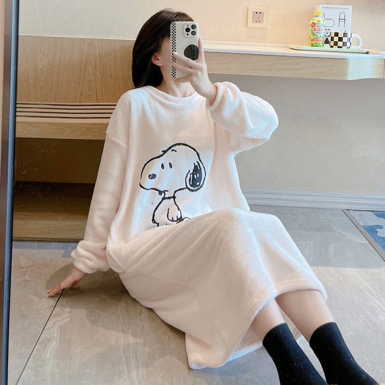 史努比长款睡裙法兰绒宽松
