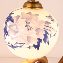 台灯罩圆球落地灯吊灯椭圆形花朵青花陶瓷罩防护玻璃灯罩防刺眼