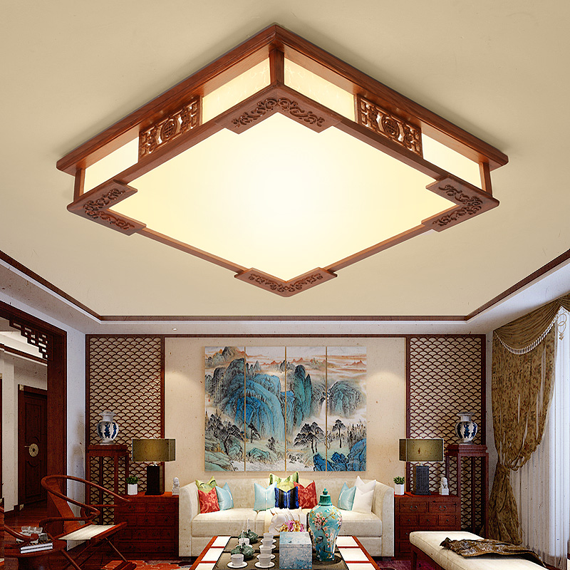 新中式红木灯遥控吸顶灯卧室灯