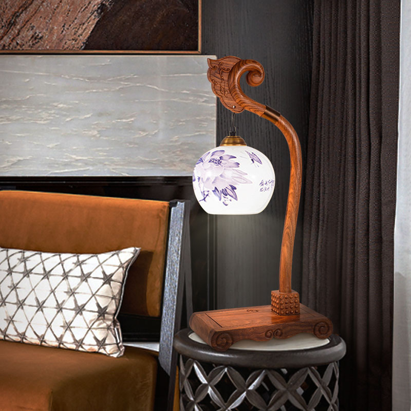 中式红木陶瓷复古禅意家用客厅台灯实木中国风床头柜卧室床头灯